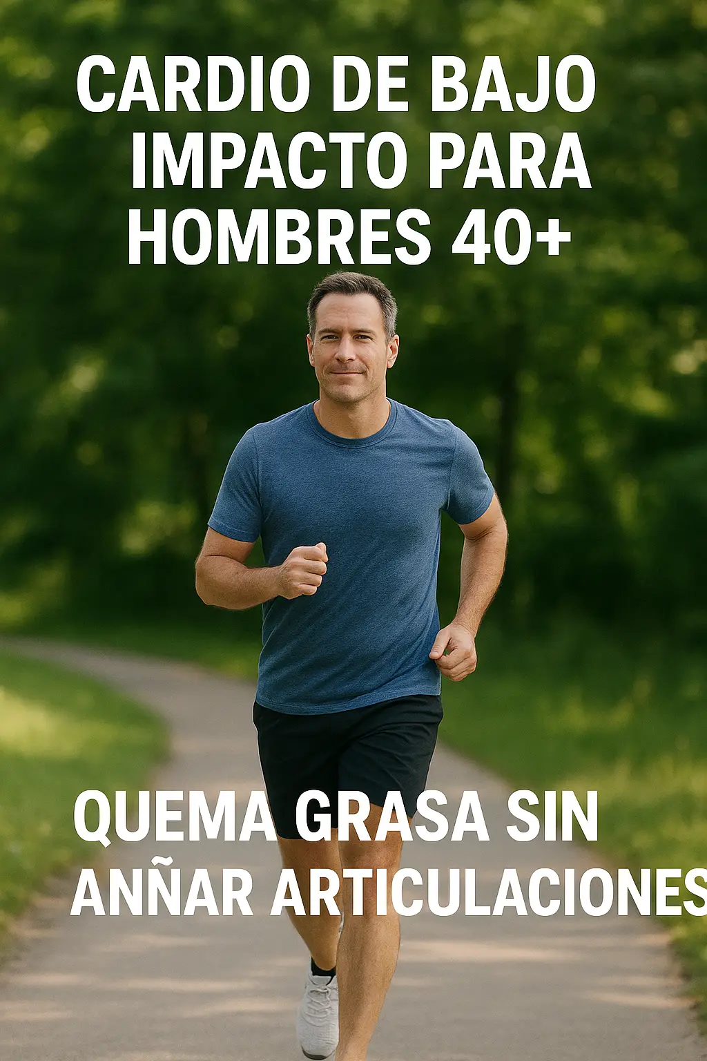 Hombre de 40 años realizando cardio de bajo impacto en una cinta elíptica, un ejercicio efectivo para quemar grasa sin dañar las articulaciones de rodillas y caderas.